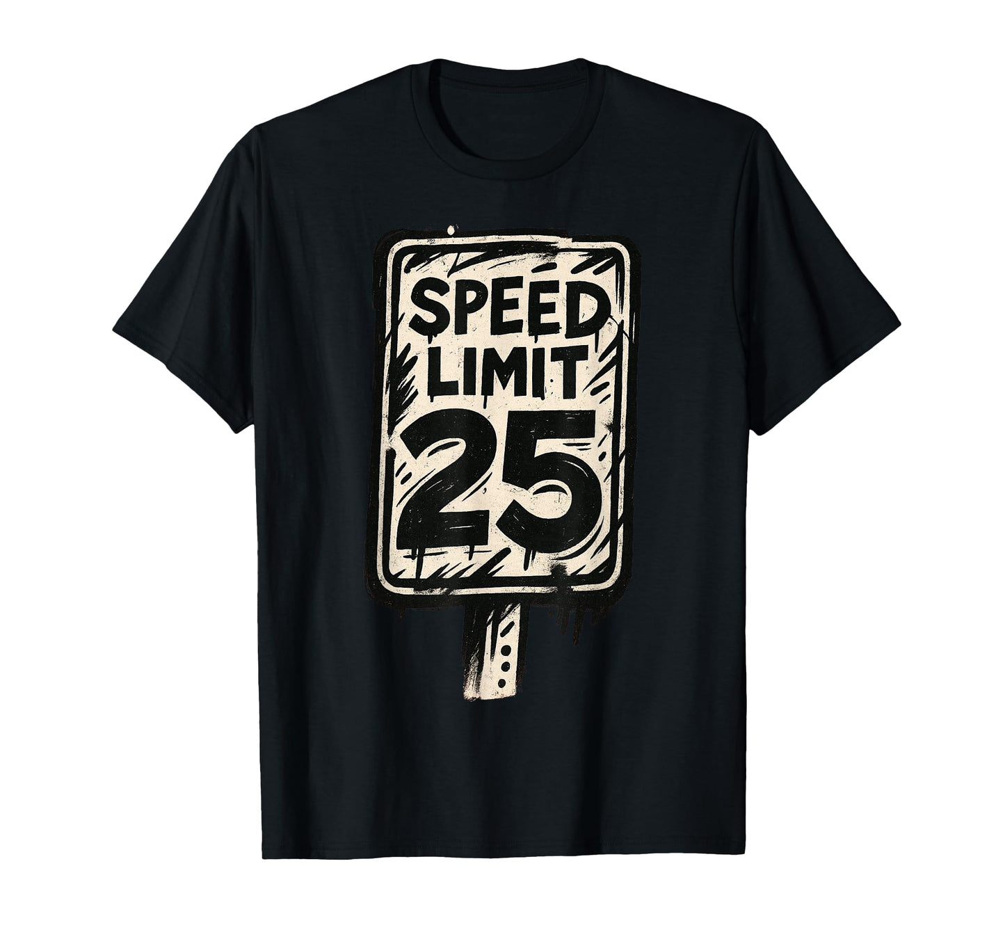 Vintage Speed Limit 25 Distressed Retro Road Sign T-Shirt