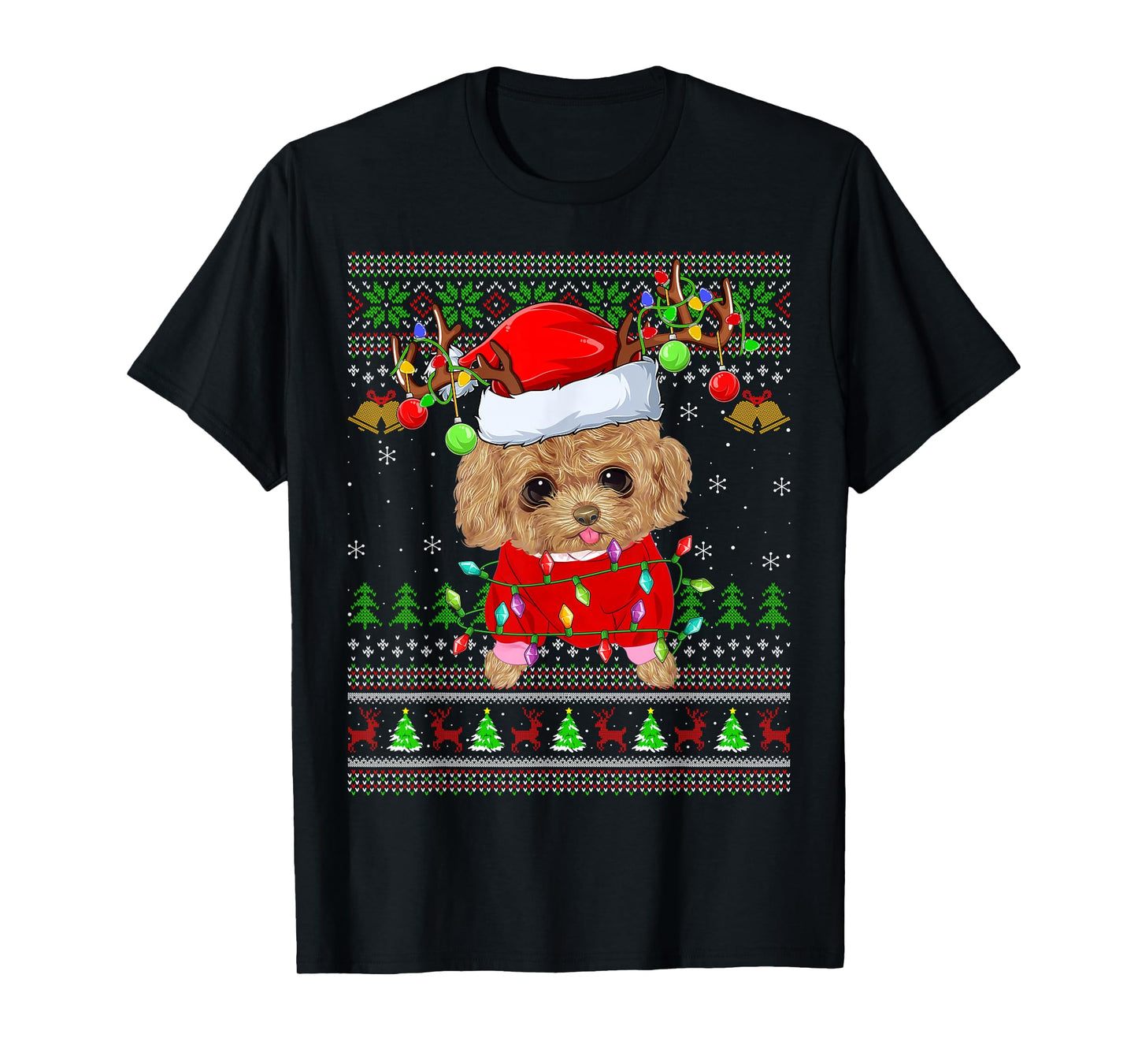 Toy Poodle Dog Ugly Christmas Sweaters Holiday Santa Xmas T-Shirt