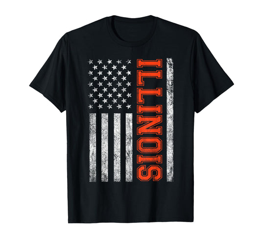 Retro Illinois Tee Vintage Illinois Orange Blue Throwback IL T-Shirt