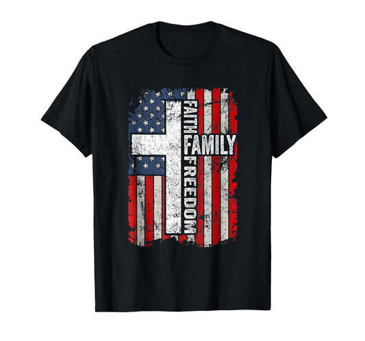 Faith Family Freedom Patriotic Christian Vintage USA T-Shirt