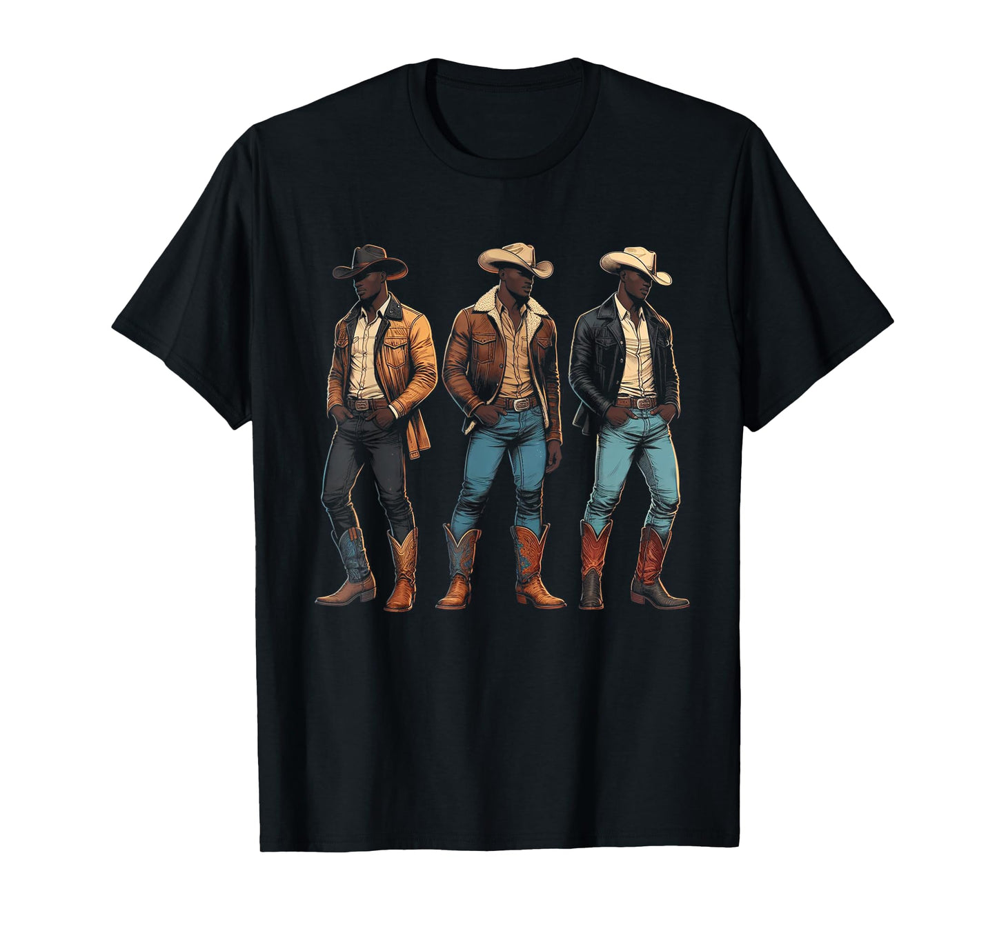 Black Cowboy Western Rodeo Melanin Black History Texas Men T-Shirt