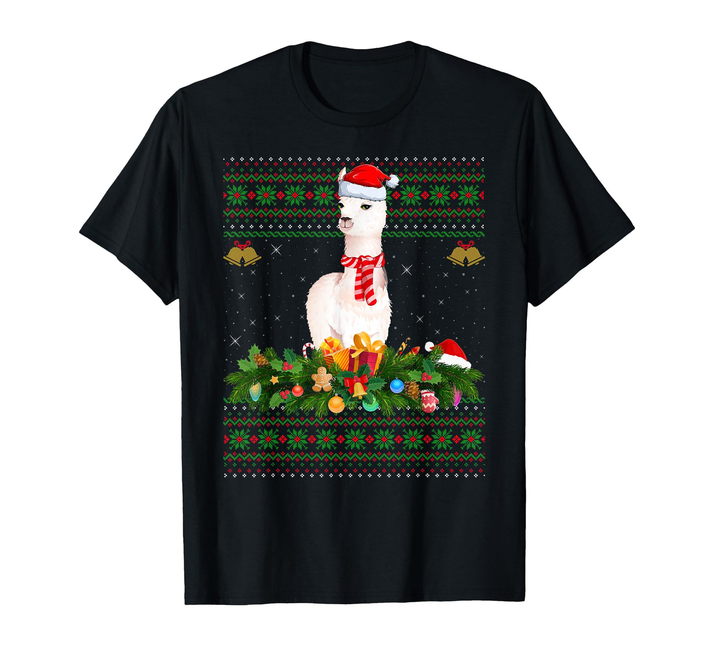 Llama Ugly Christmas Sweaters Funny Santa Alpaca Llama Xmas T-Shirt