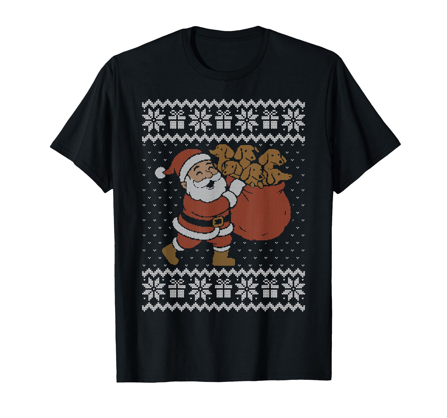 Wiener Dog Christmas Sweater, Santa Claus Carrying Wieners T-Shirt