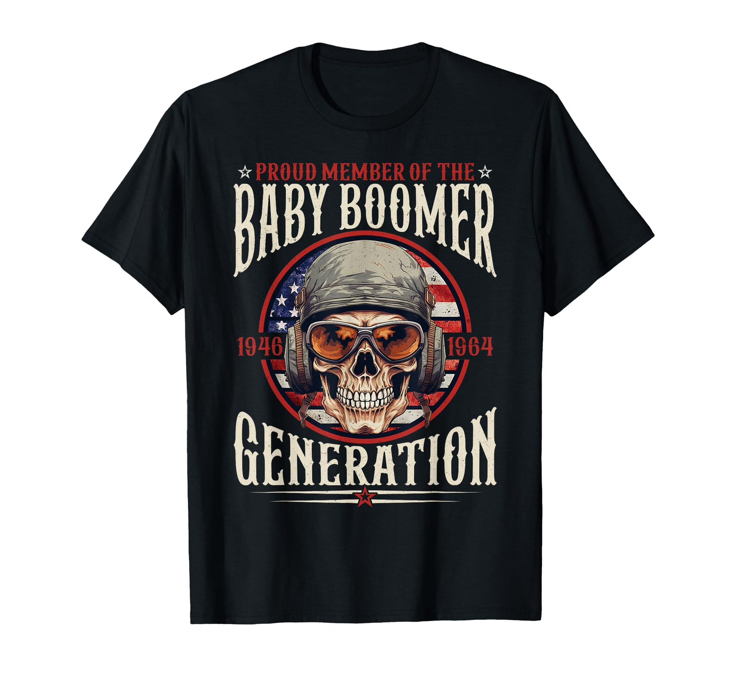 Baby Boomer Skull Patriotic T-Shirt Gifts 1946-1964 T-Shirt