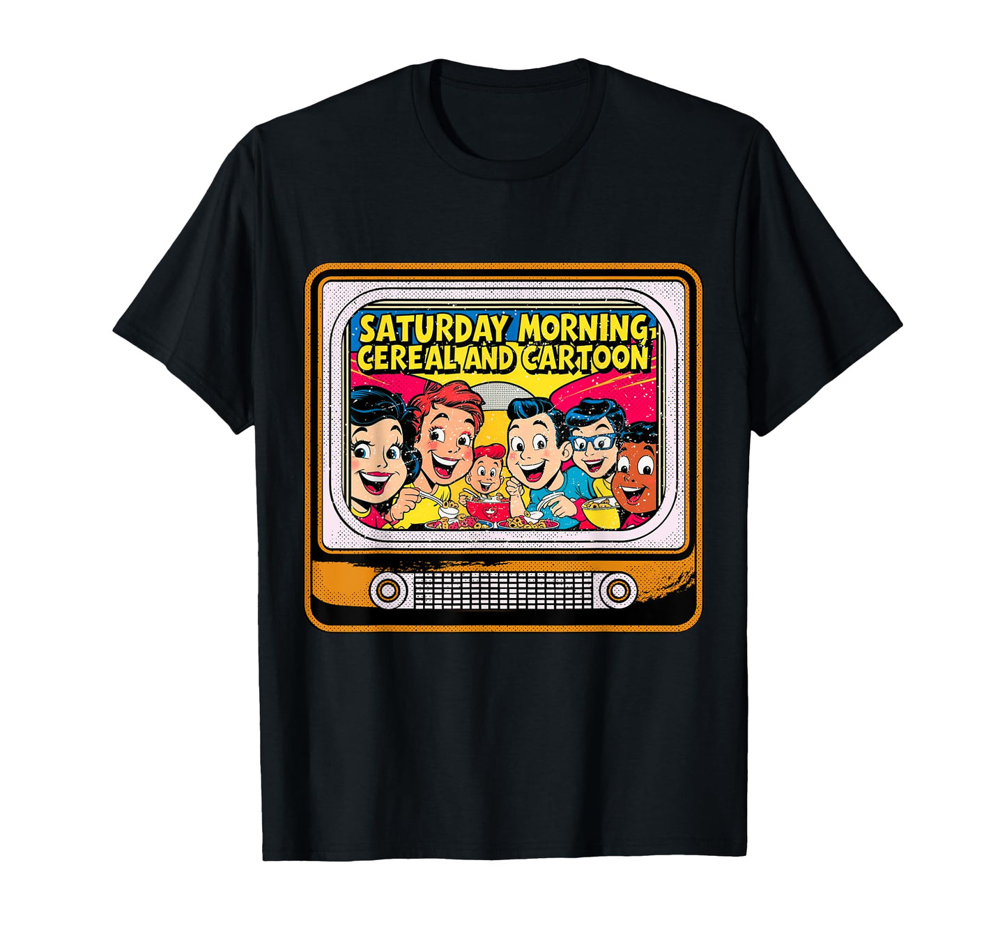 80s 90s Retro Kid Saturday Mornings Cereal And Cartoons T-Shirt