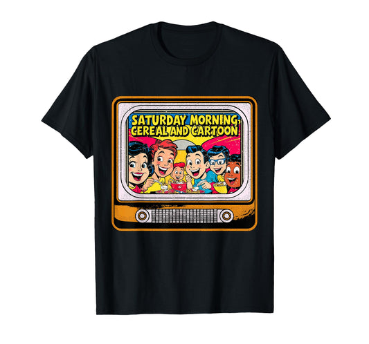 80s 90s Retro Kid Saturday Mornings Cereal And Cartoons T-Shirt