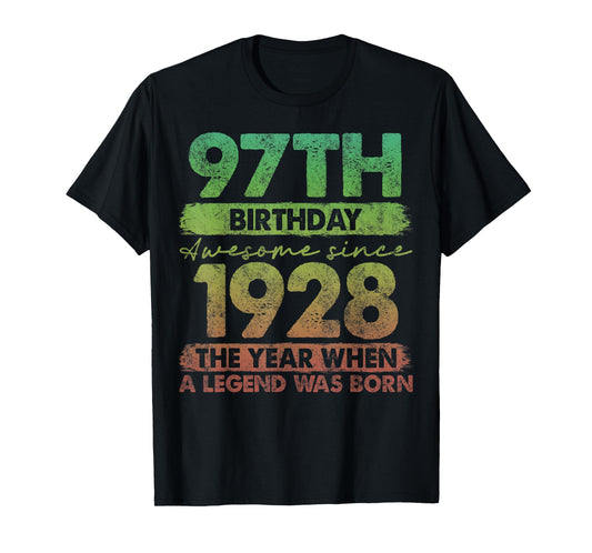 97 Year Old Gifts Vintage 1928 Limited Edition 97th Birthday T-Shirt