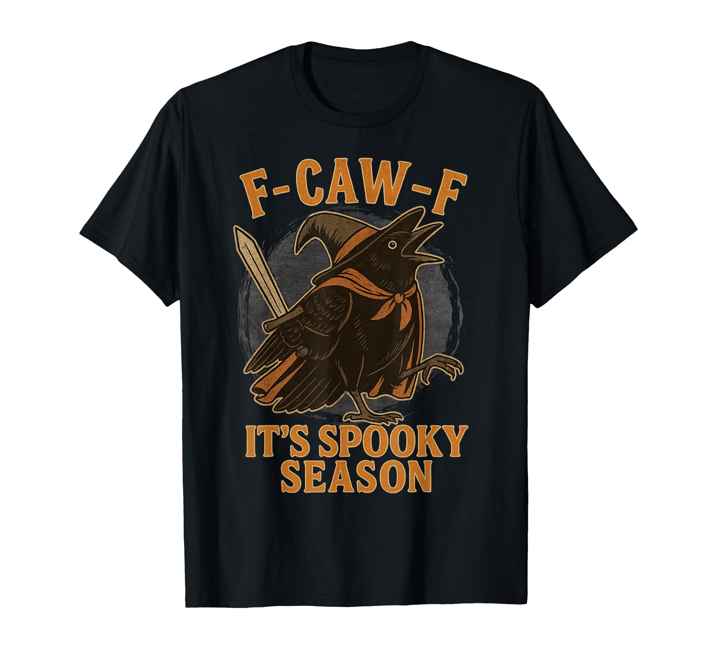 F CAW F It's Spooky Season Crow Dressed as Witch Halloween T-Shirt