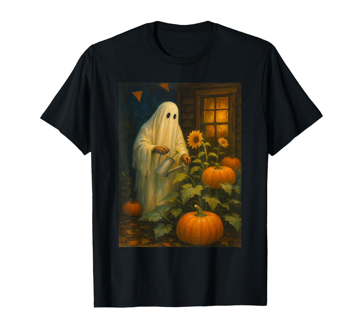 Vintage Floral Ghost Halloween Ghost in The Forest Gothic T-Shirt