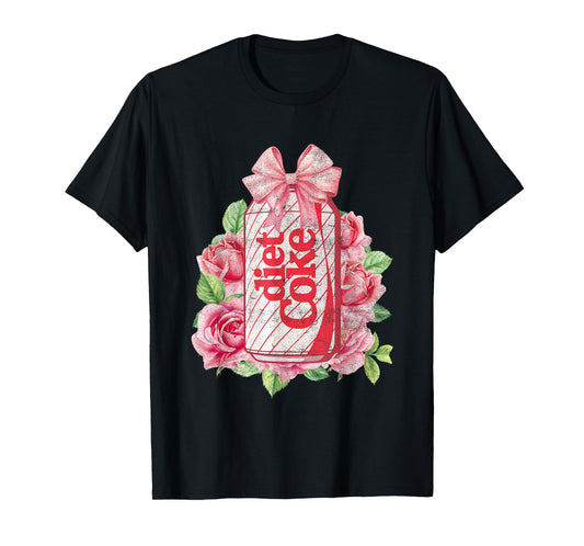 Coca-Cola Diet Coke With Pink Bow Floral Logo Vintage T-Shirt
