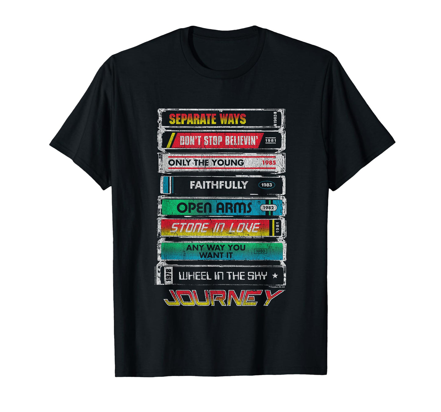 Journey Iconic Tape Deck Hits Retro Vintage Chest Poster T-Shirt