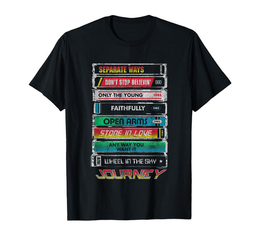 Journey Iconic Tape Deck Hits Retro Vintage Chest Poster T-Shirt