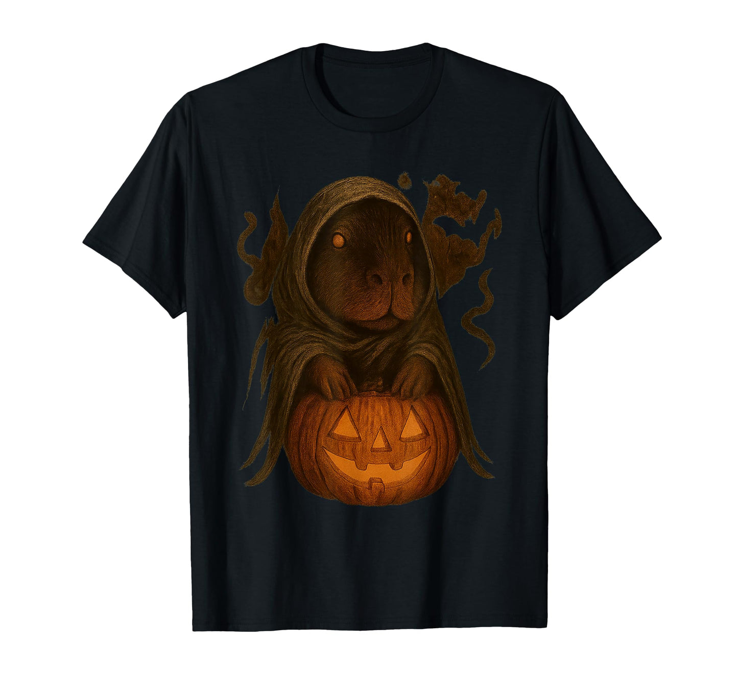 Funny Vintage Capybara Halloween Pumpkin Spooky Ghost Women T-Shirt