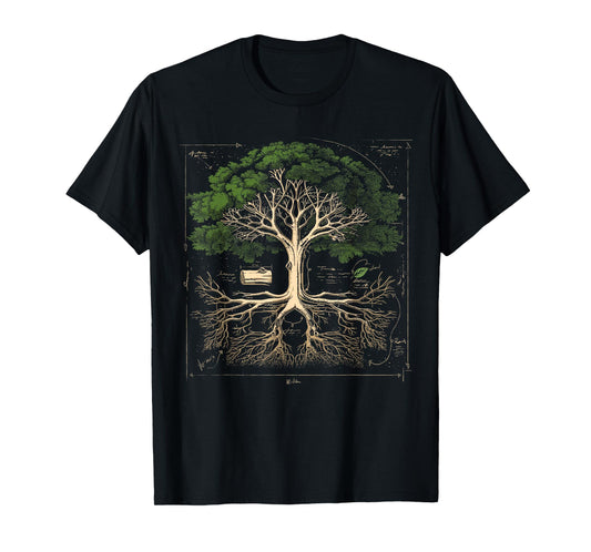 GoshWow Tree Anatomy Shirt Tree Natural Oak Tree Woodsman Vintage T-Shirt