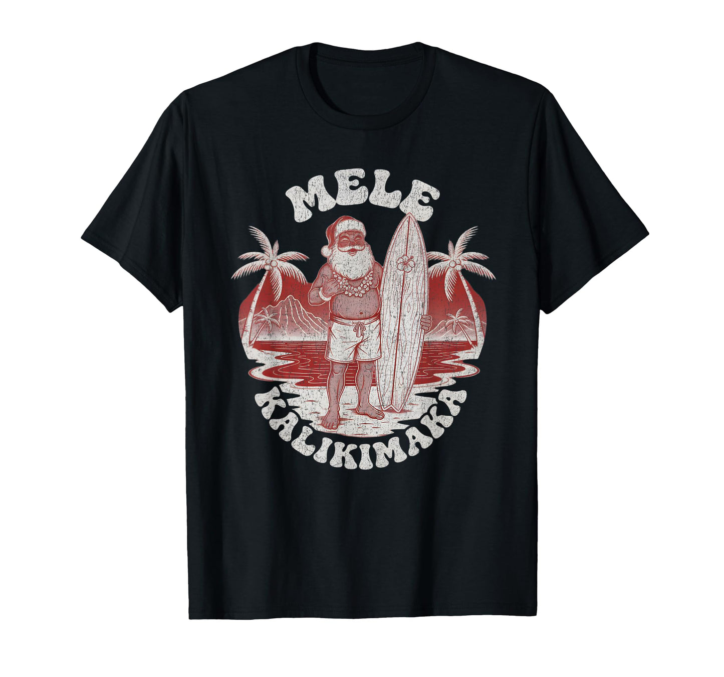 Mele Kalikimaka Christmas Shirt Hawaii Holiday Surfing Santa T-Shirt