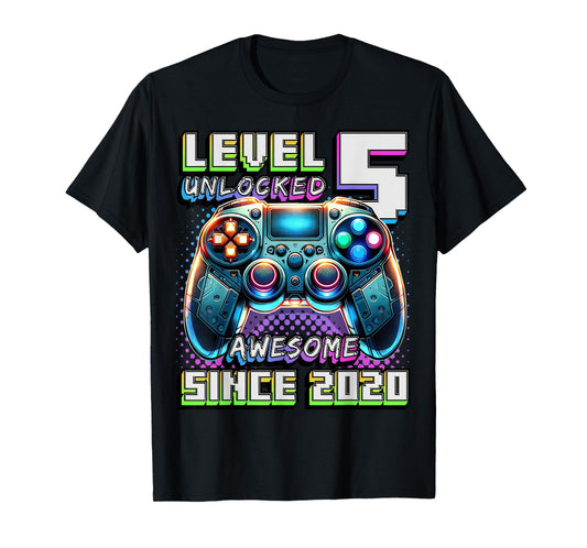 5th Birthday Boy Level 5 Gamer 5 Year Video Game Party T-Shirt