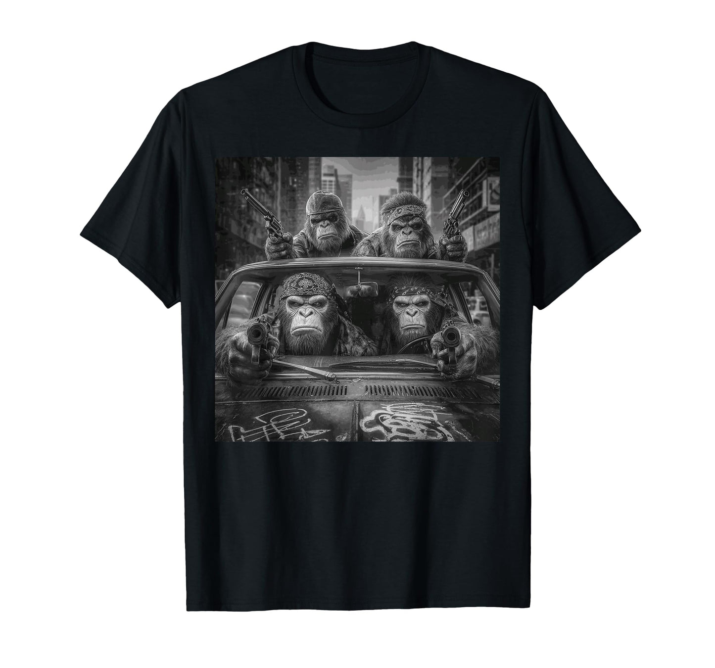 Funny Graphic Bigfoot Sasquatch Gangster Adult Funny T-Shirt