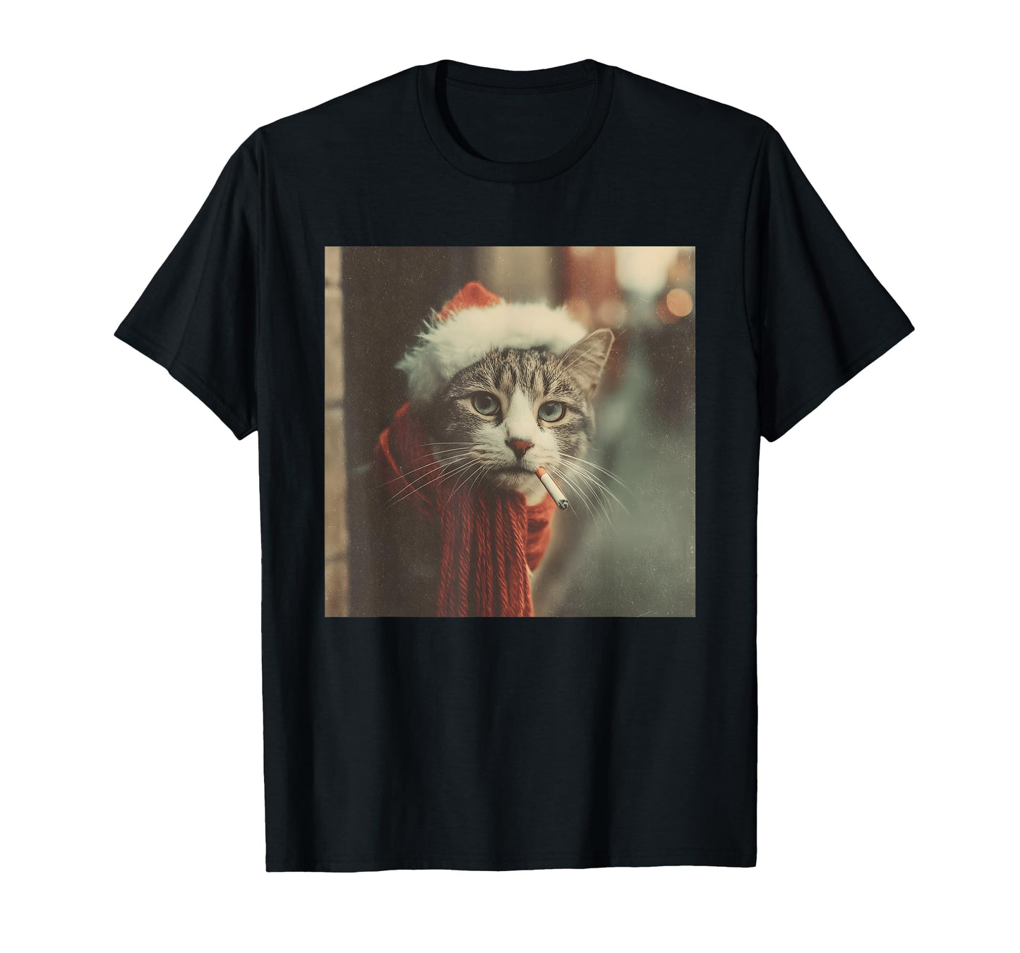 Santa Cat Cigarette Noir Holiday Winter Scarf Festive T-Shirt