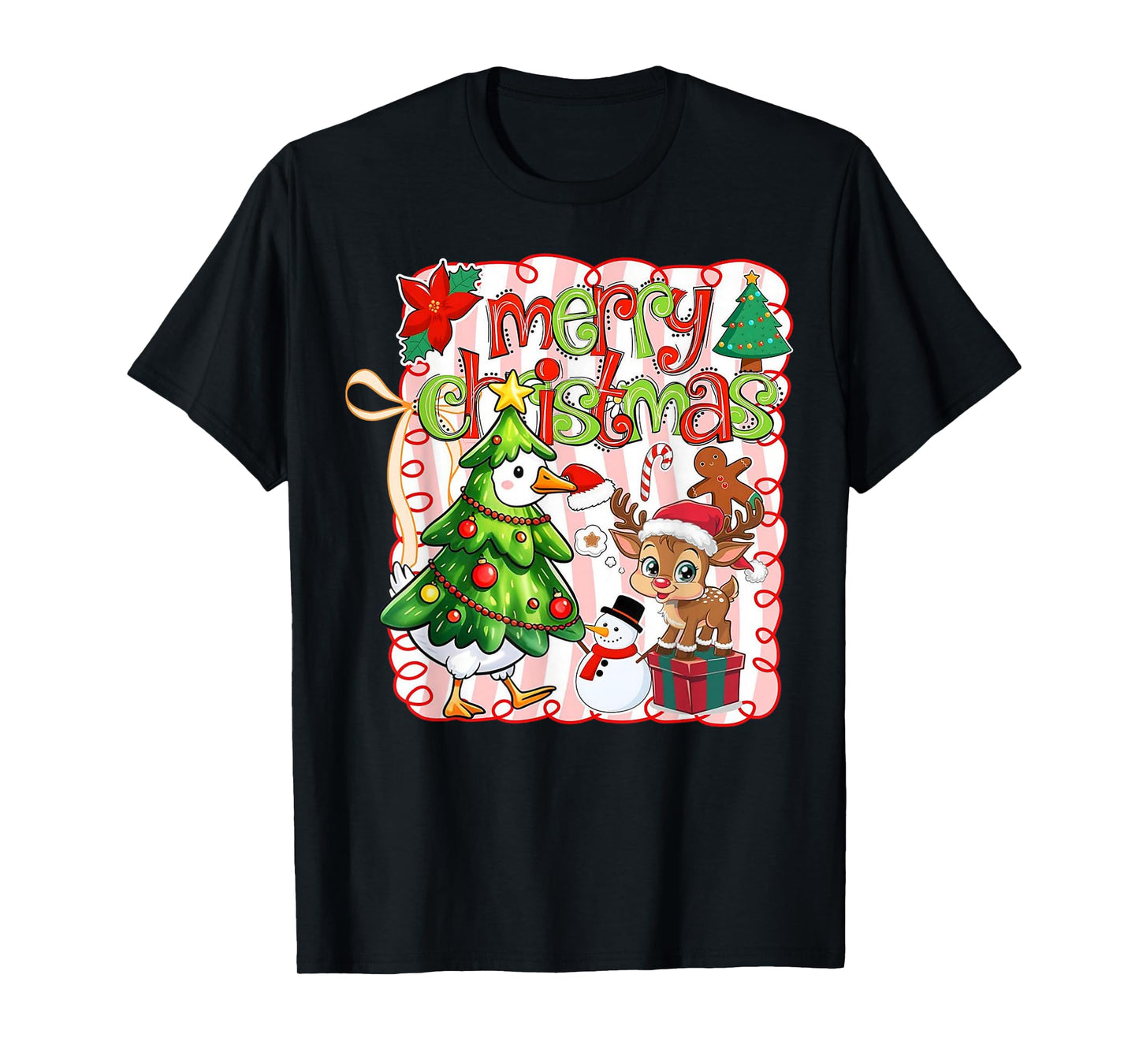Funny Mery Christmas Goose Vintage Retro Mens Womans Kids T-Shirt