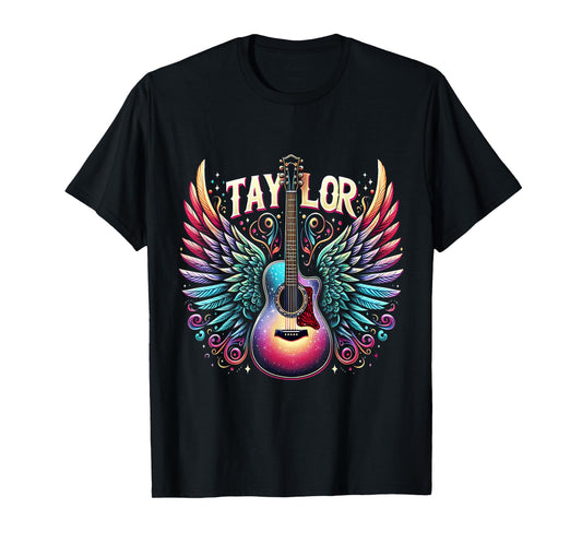 Girl Retro Taylor First Name Personalized Groovy 80's T-Shirt