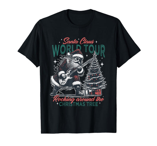 Santa Claus World Tour Rocking Around The Christmas Tree T-Shirt