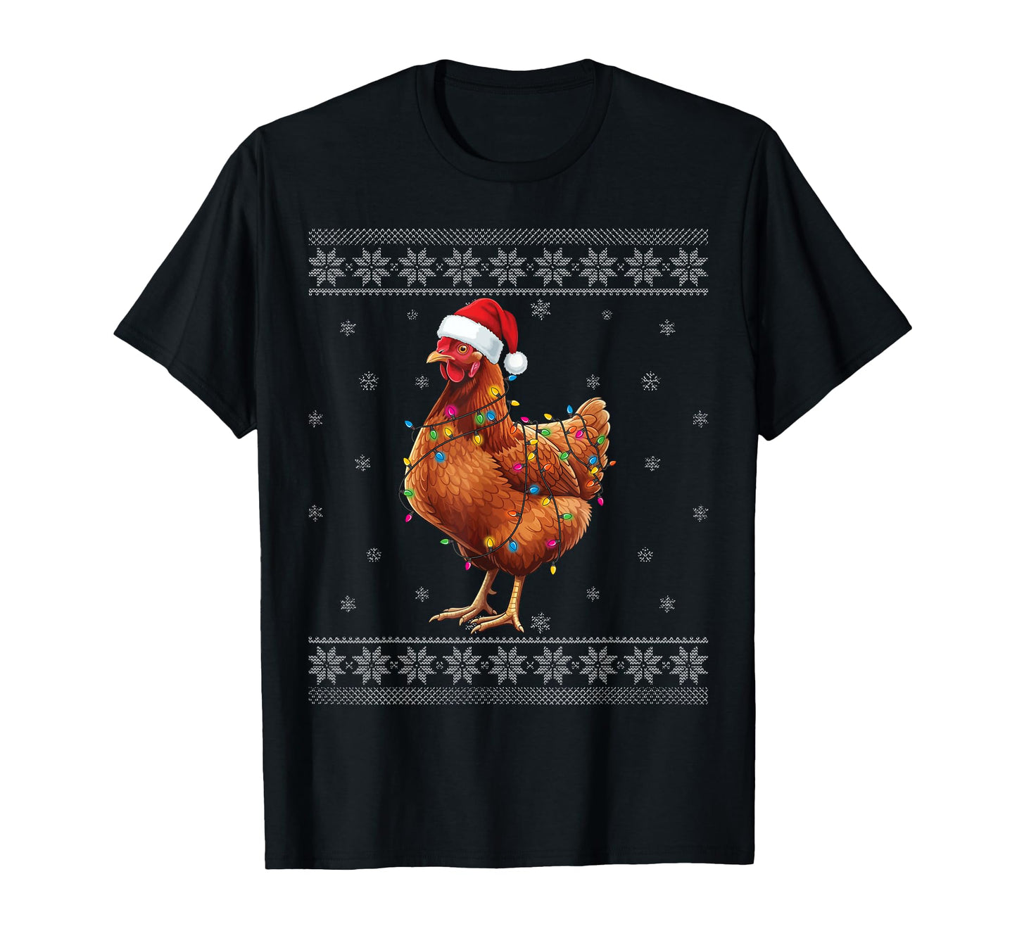 Chicken Santa Hat Christmas Funny Ugly Christmas T-Shirt