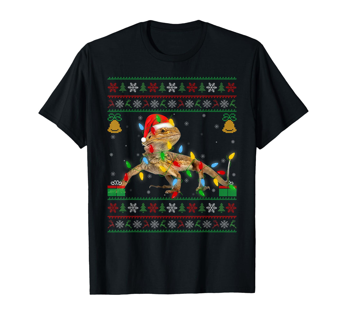 Bearded Dragon Christmas Lights Ugly Xmas Sweaters Santa T-Shirt