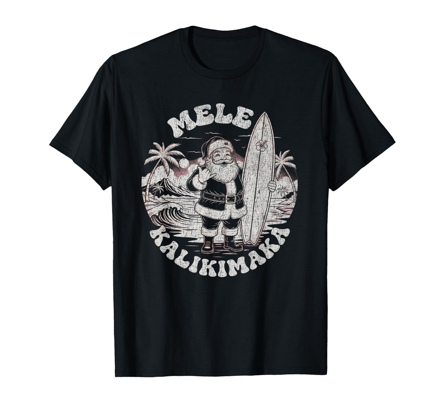 Mele Kalikimaka Christmas Shirt Hawaiian Surfing Santa Tee T-Shirt