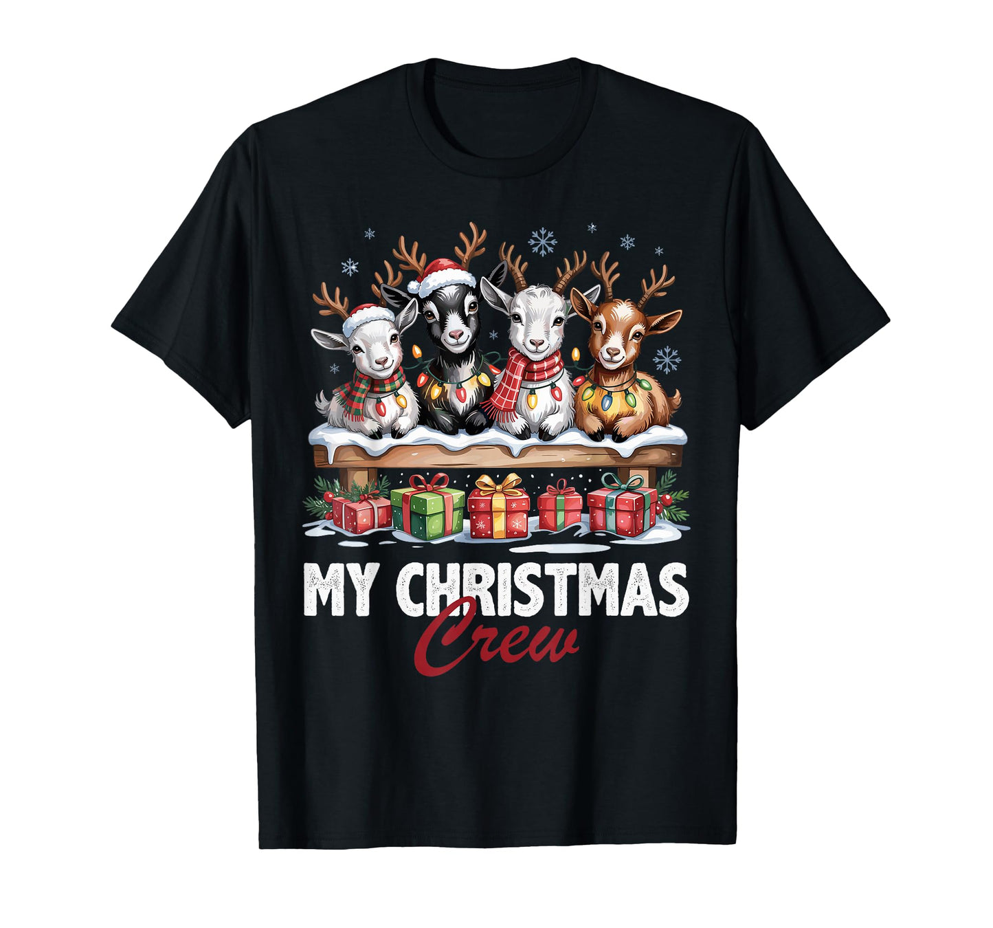 Goat Christmas Crew Cute Animal Lovers Funny Holiday Pajama T-Shirt