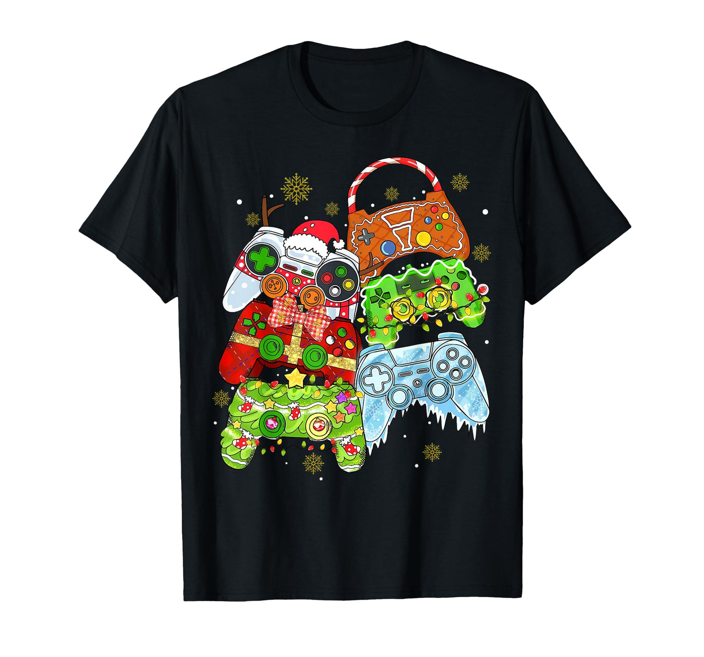 Boys Christmas Shirt Santa Elf Gaming Controllers Gamer Xmas T-Shirt