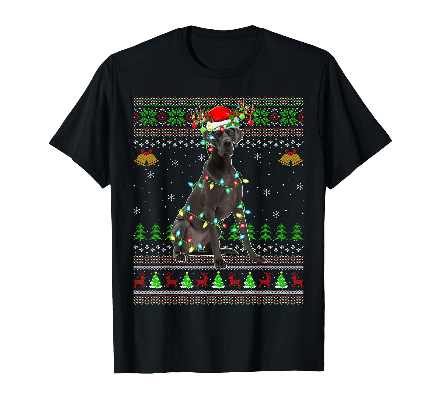 Great Dane Dog Ugly Christmas Sweaters Holiday Santa Xmas T-Shirt