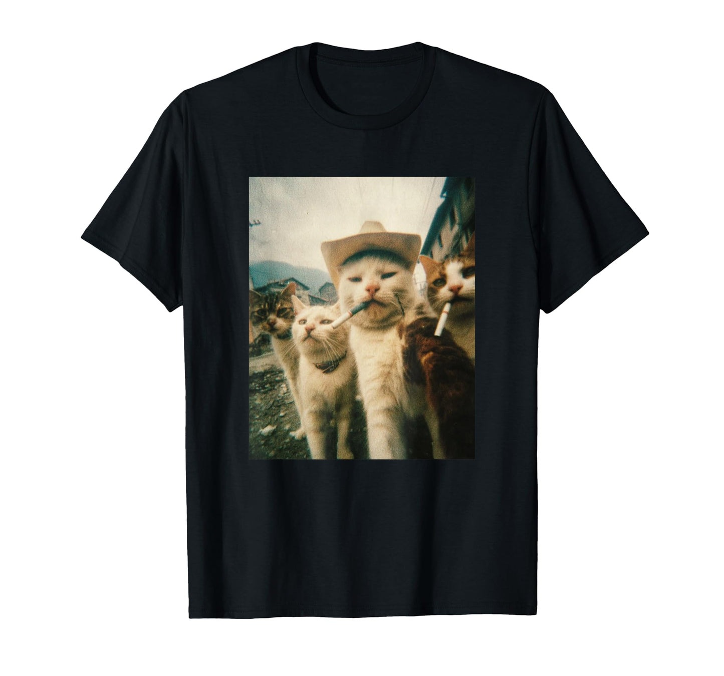 Funny Cowboy Cats Vintage Meme Design T-Shirt