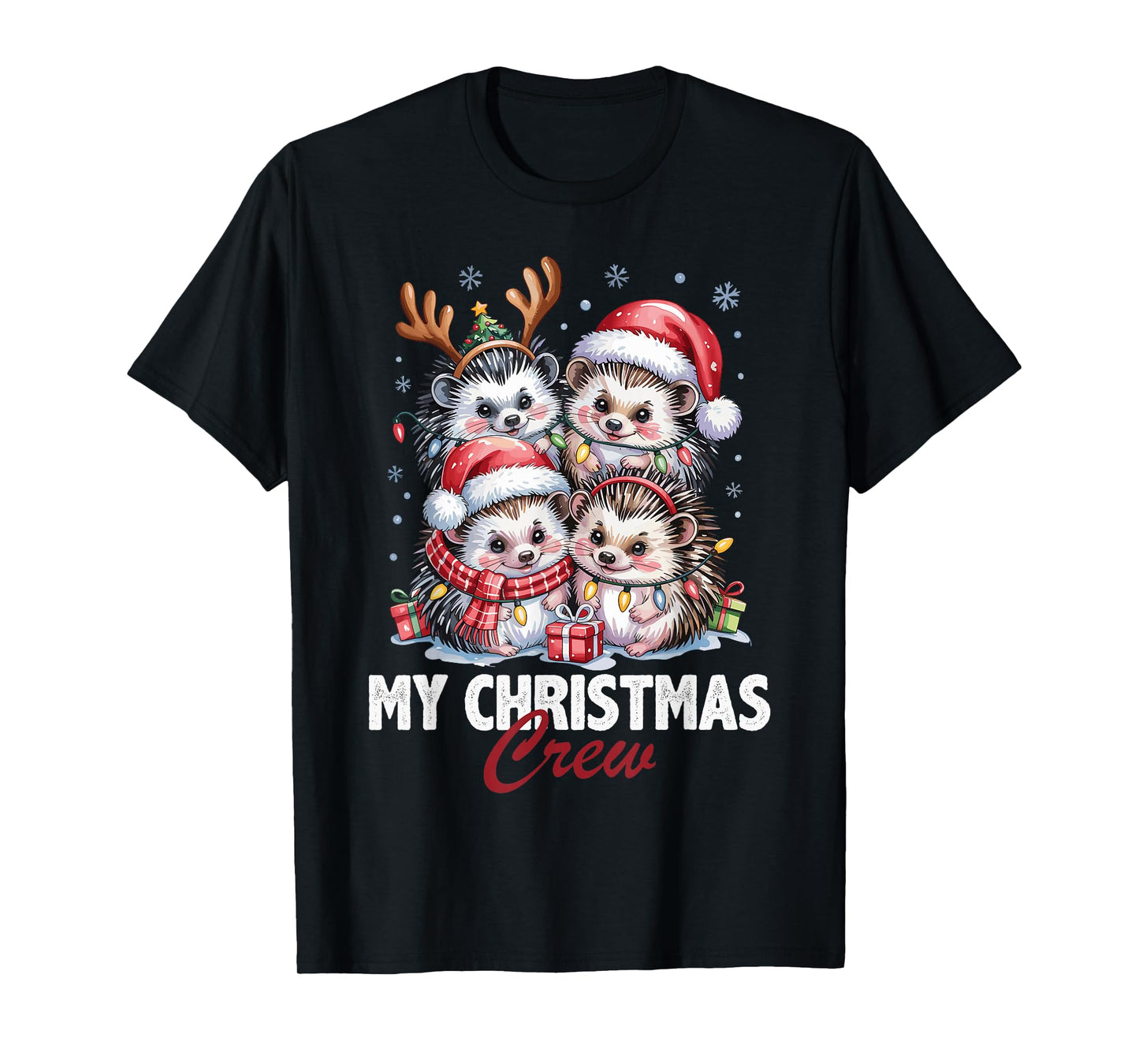 Hedgehog Christmas Crew Cute Pet Lovers Funny Holiday Pajama T-Shirt