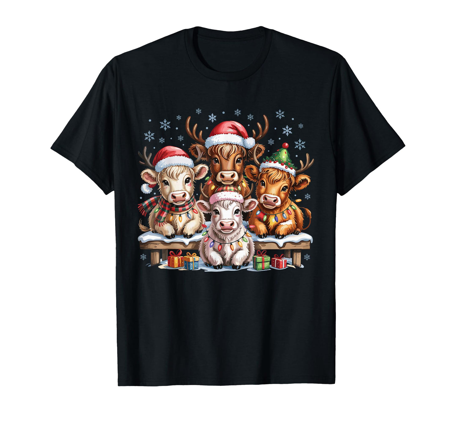 Cow Christmas Cute Farm Animal Lovers Funny Holiday Pajamas T-Shirt