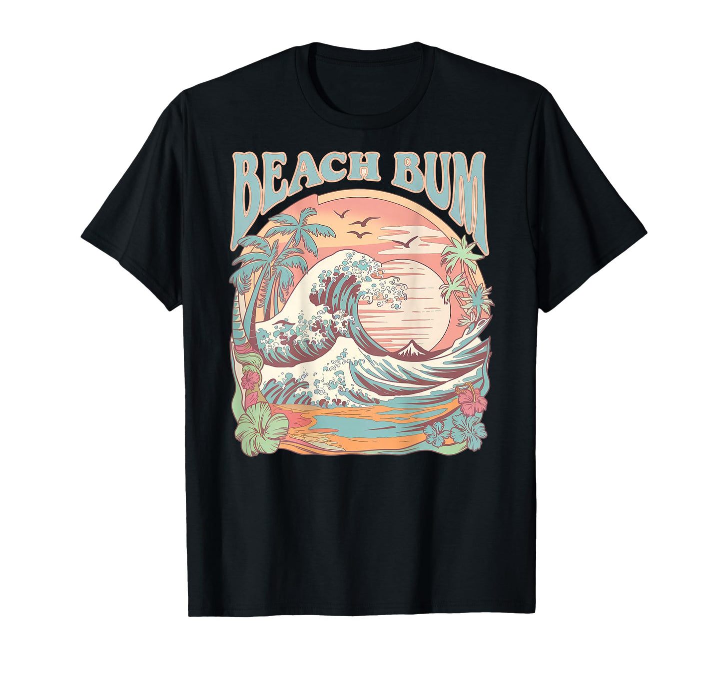 Retro Beach Bum Surf Wave Vintage Tropical Sunset Aesthetic T-Shirt