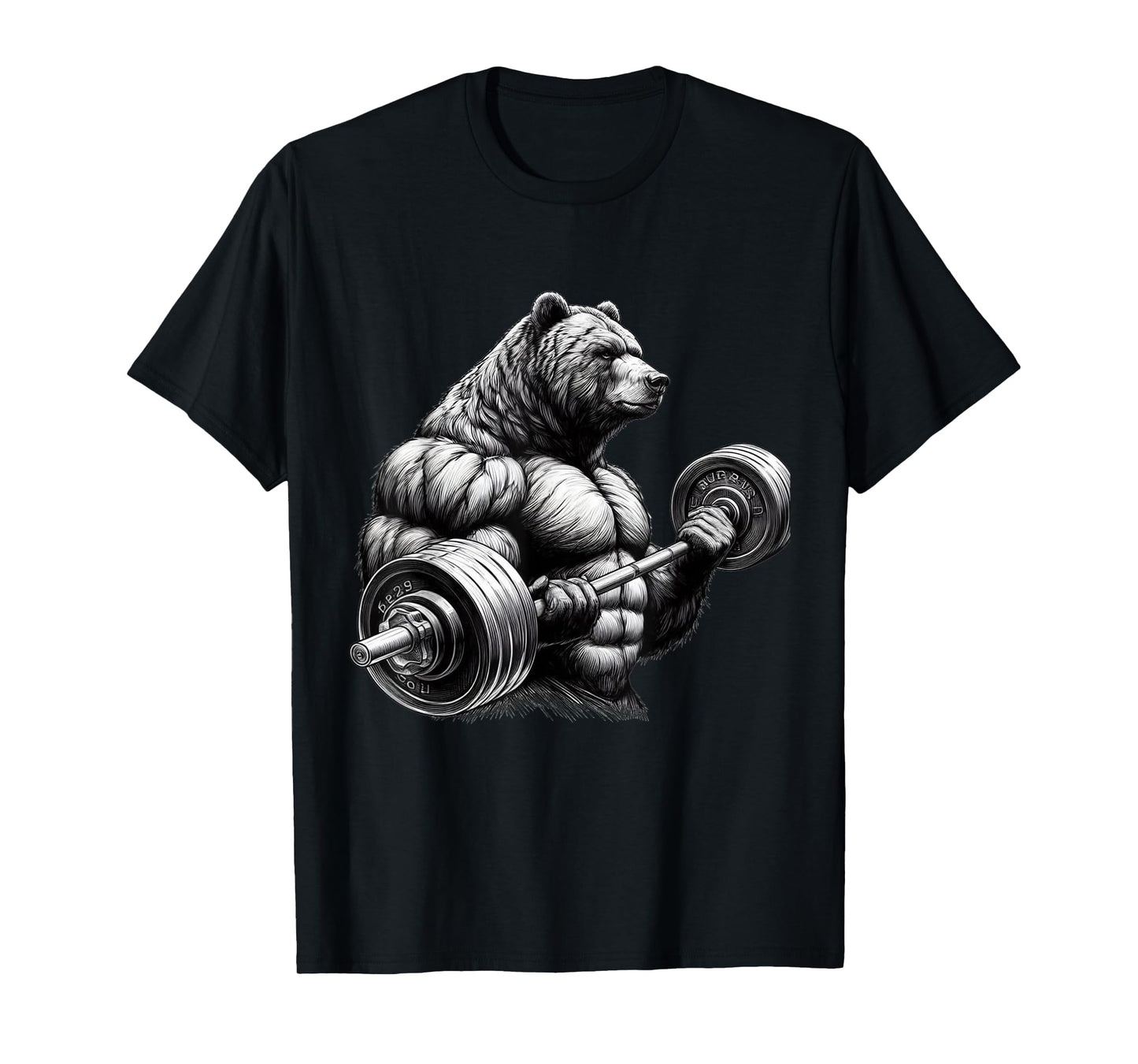Funny Teddy Bear Lifting Weights Gym Workout Animal T-Shirt