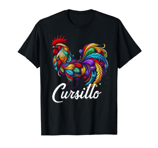DeColores Cursillo Rainbow Rooster Catholic T-Shirt