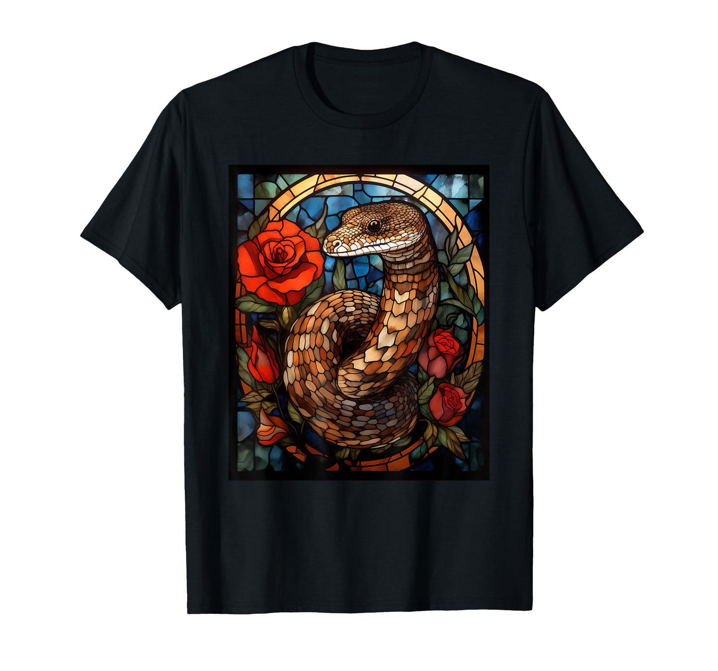 Stained Glass Style Western Diamondback Rattlesnake T-Shirt