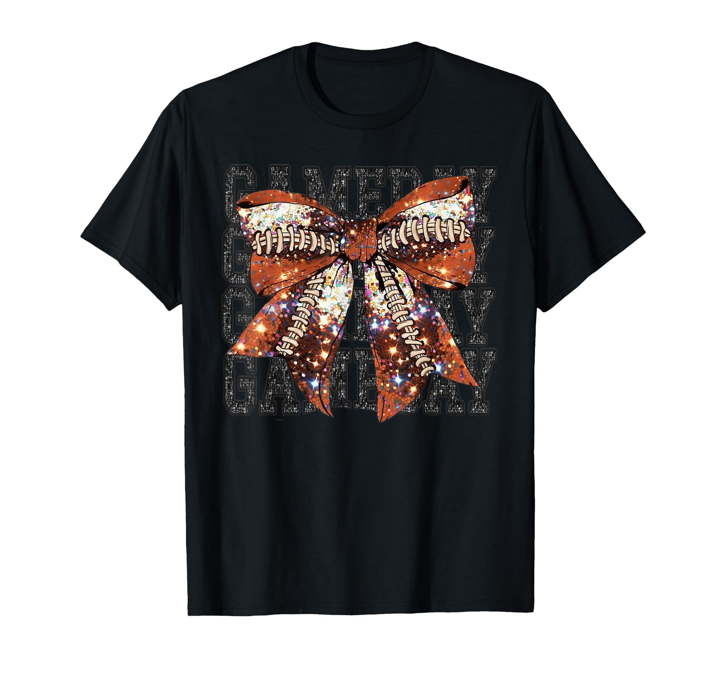 Game Day Football Bling Bling Football Lover Coquette Bow T-Shirt