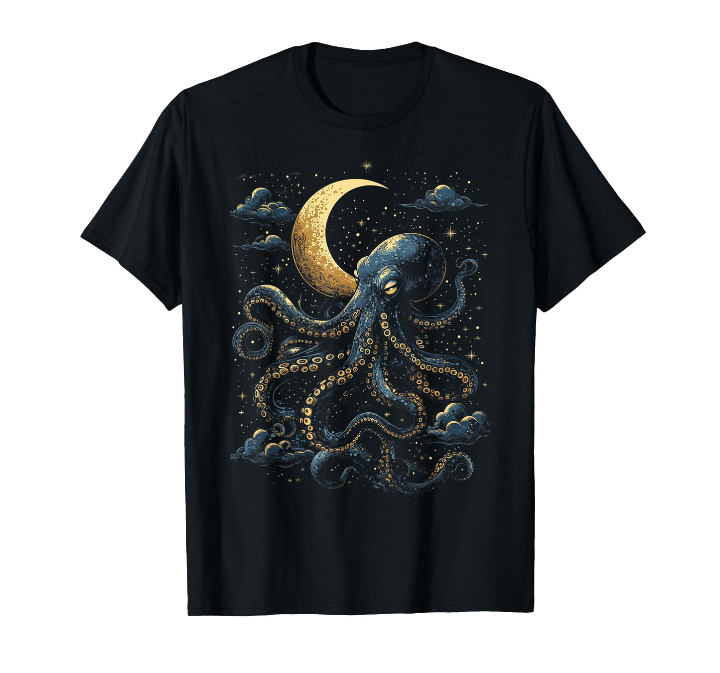 Octopus Celestial Moon Dark Academia Moody Maximalist Ocean T-Shirt