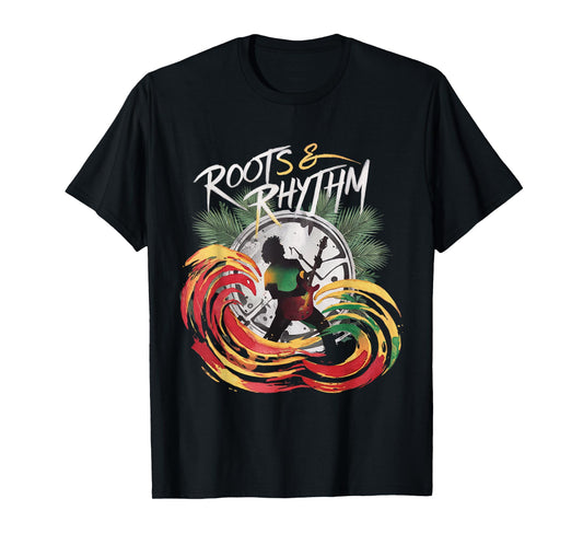 Vintage Roots & Rhythm Reggae Music Watercolor Art T-Shirt