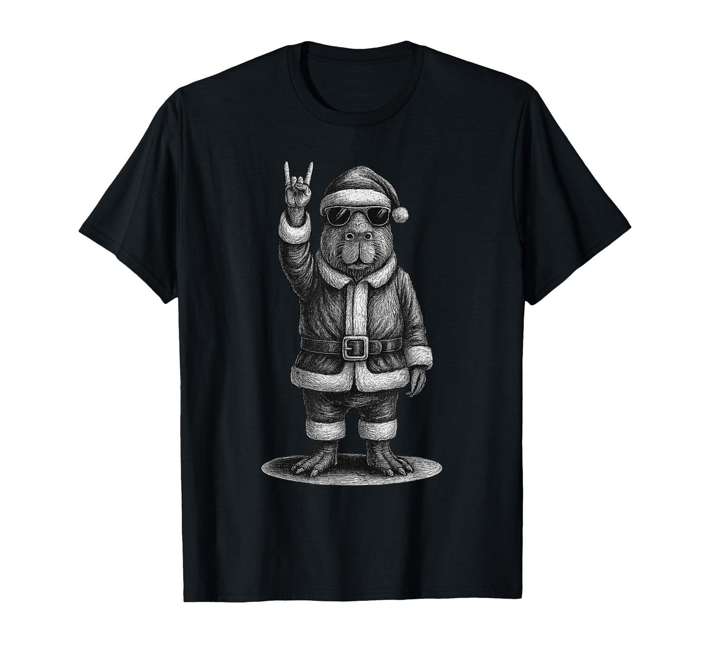 Capybara Rock Music Christmas Animal Lover T-Shirt