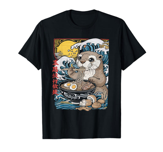 Otter Ramen Tshirt Kawaii Manga Anime Noodles Y2k Japanese T-Shirt