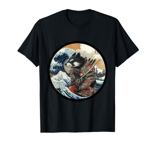 Wild Badger Brock Samurai Warrior Vintage Japanese Art Anime T-Shirt