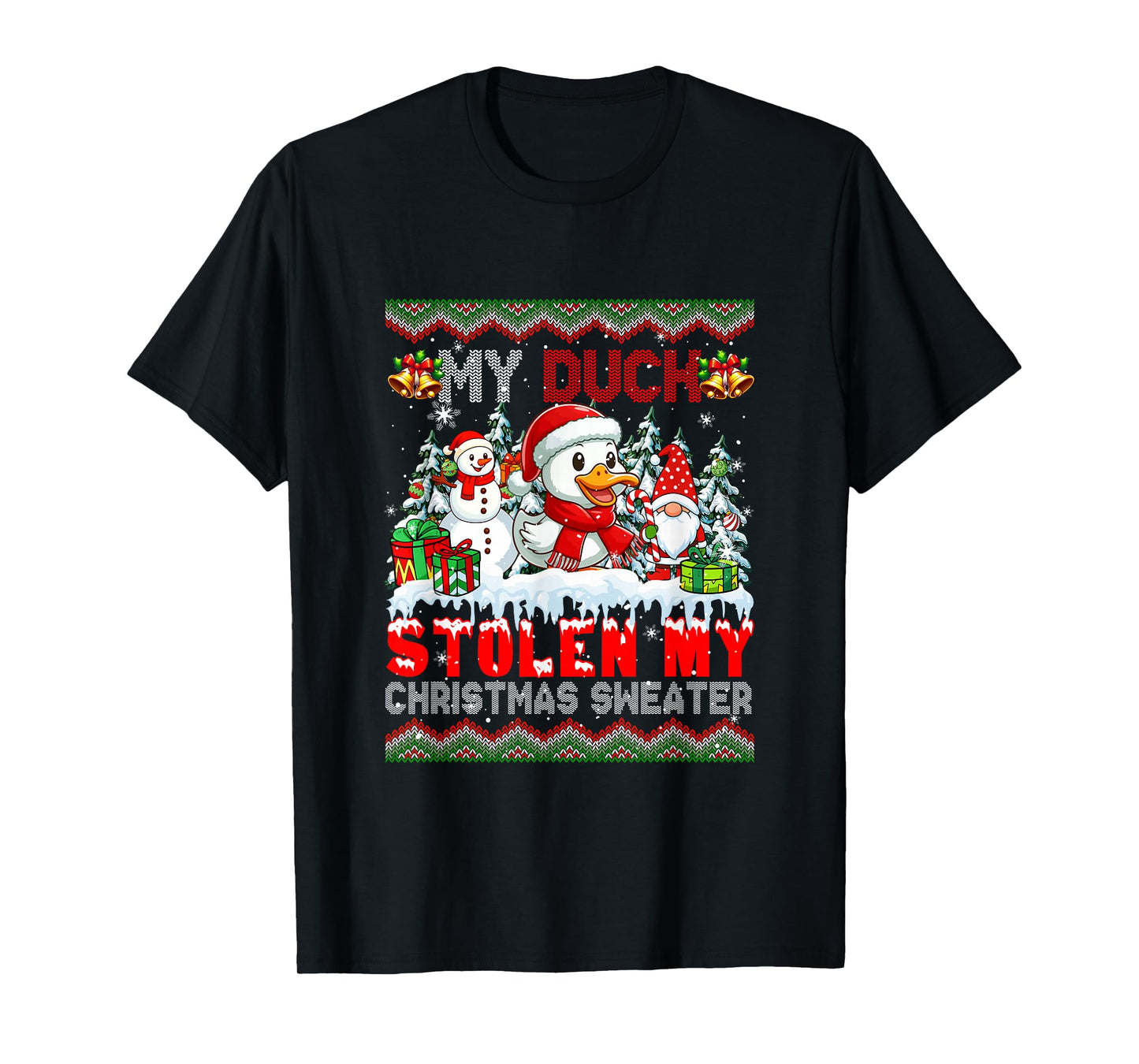 My Duck Stolen My Christmas Sweater Santa Dog Gnome T-Shirt