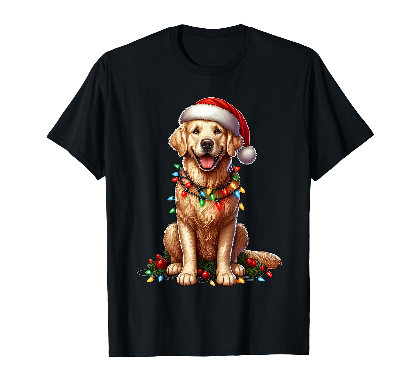 Golden Retriever Christmas Tree Lights Xmas Pajama Dog Lover T-Shirt