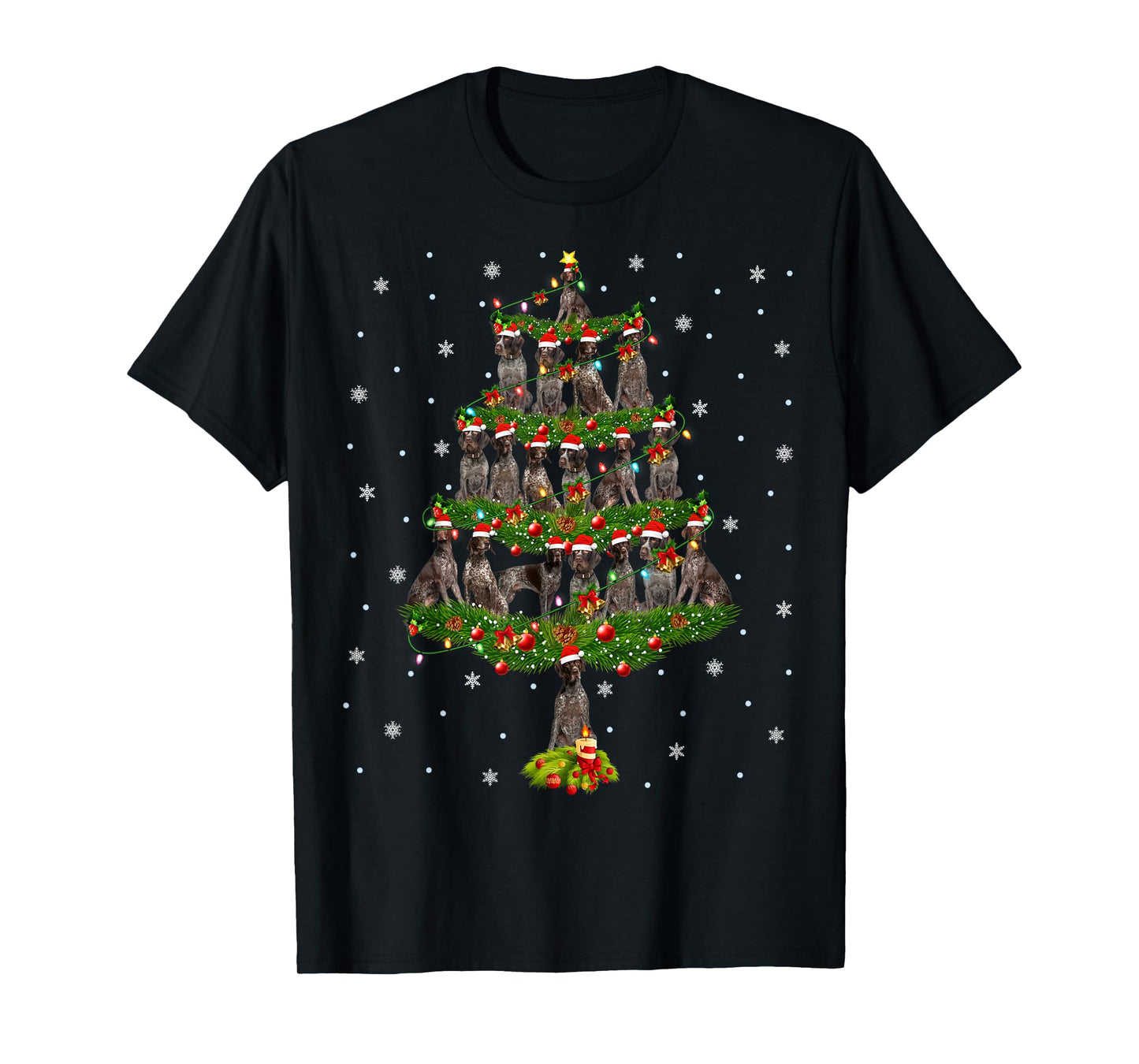 German Shorthaired Pointer Dog Christmas Tree Lights Xmas T-Shirt