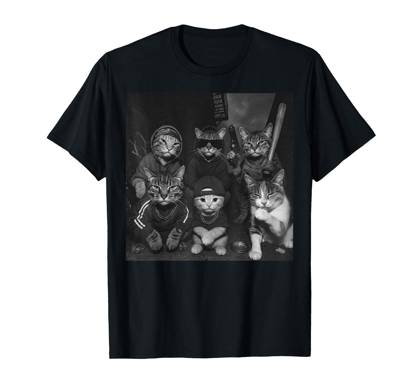 Gangster Cats Vintage Funny Kitty Gang Meme T-Shirt