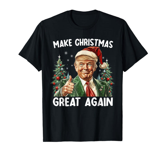 Make Christmas Great Again Funny Santa Trump 2025 Men Xmas T-Shirt