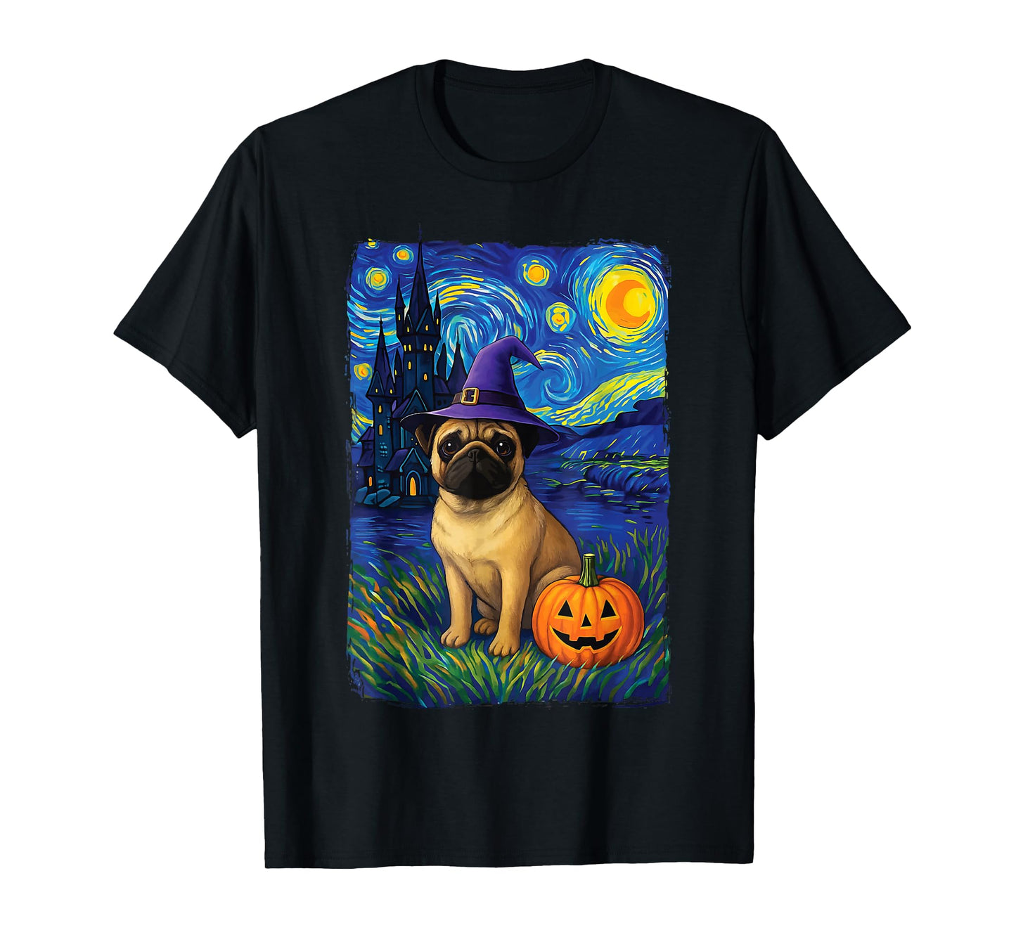 Pug Starry Night Halloween T-Shirt